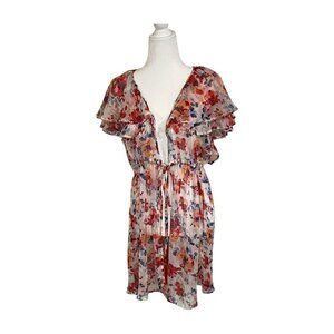 Vince Camuto sheer floral swim cover-up soft blush neutral tone OneSize NWT